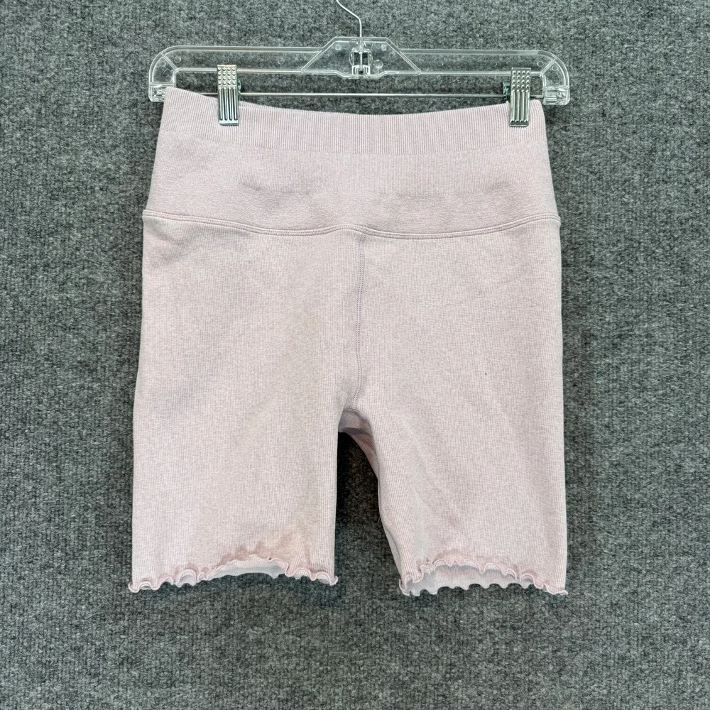 Spiritual Gangster Biker Shorts Womens M/L Purple‎ Lettuce Edge Ribbed Yoga